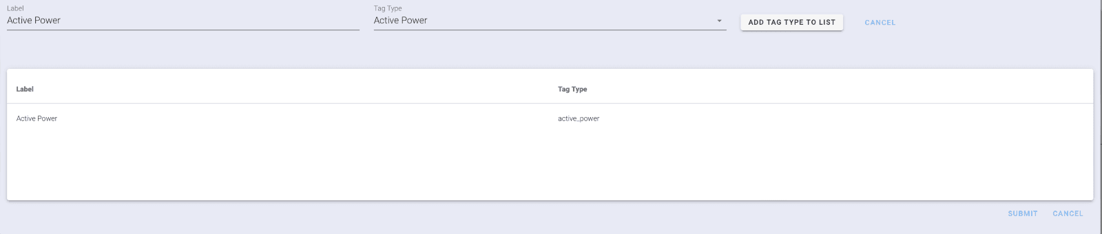 Added Tag Type List