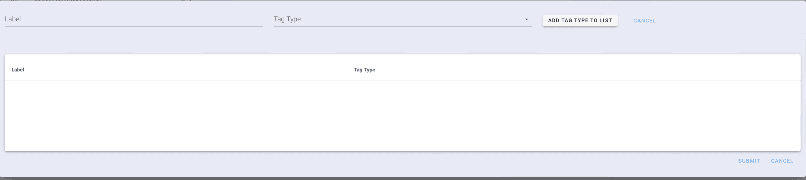 Add Tag Type Form