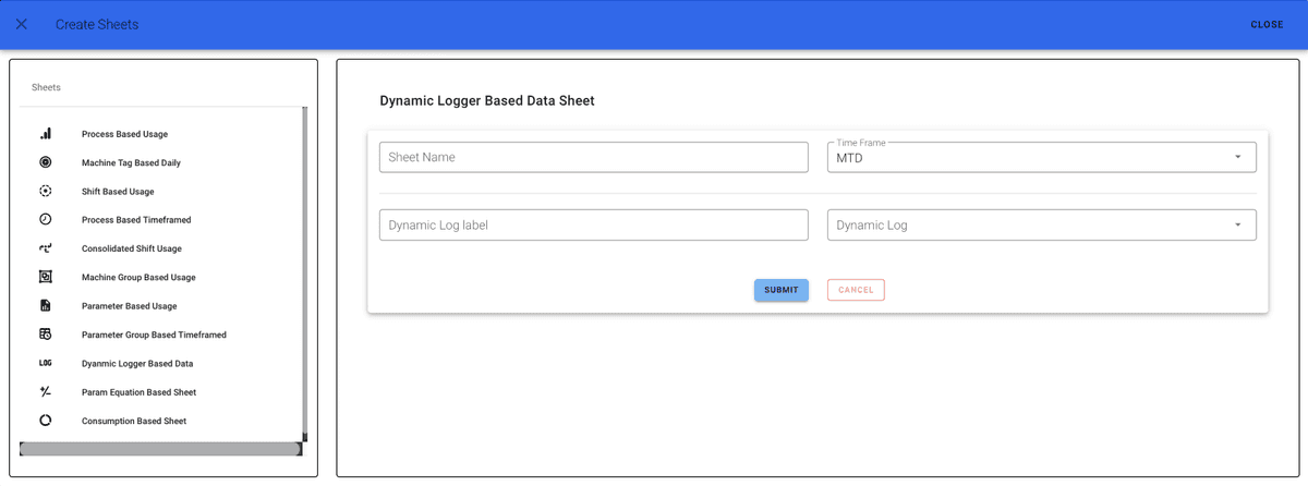 Dynamic Logger Sheet Form
