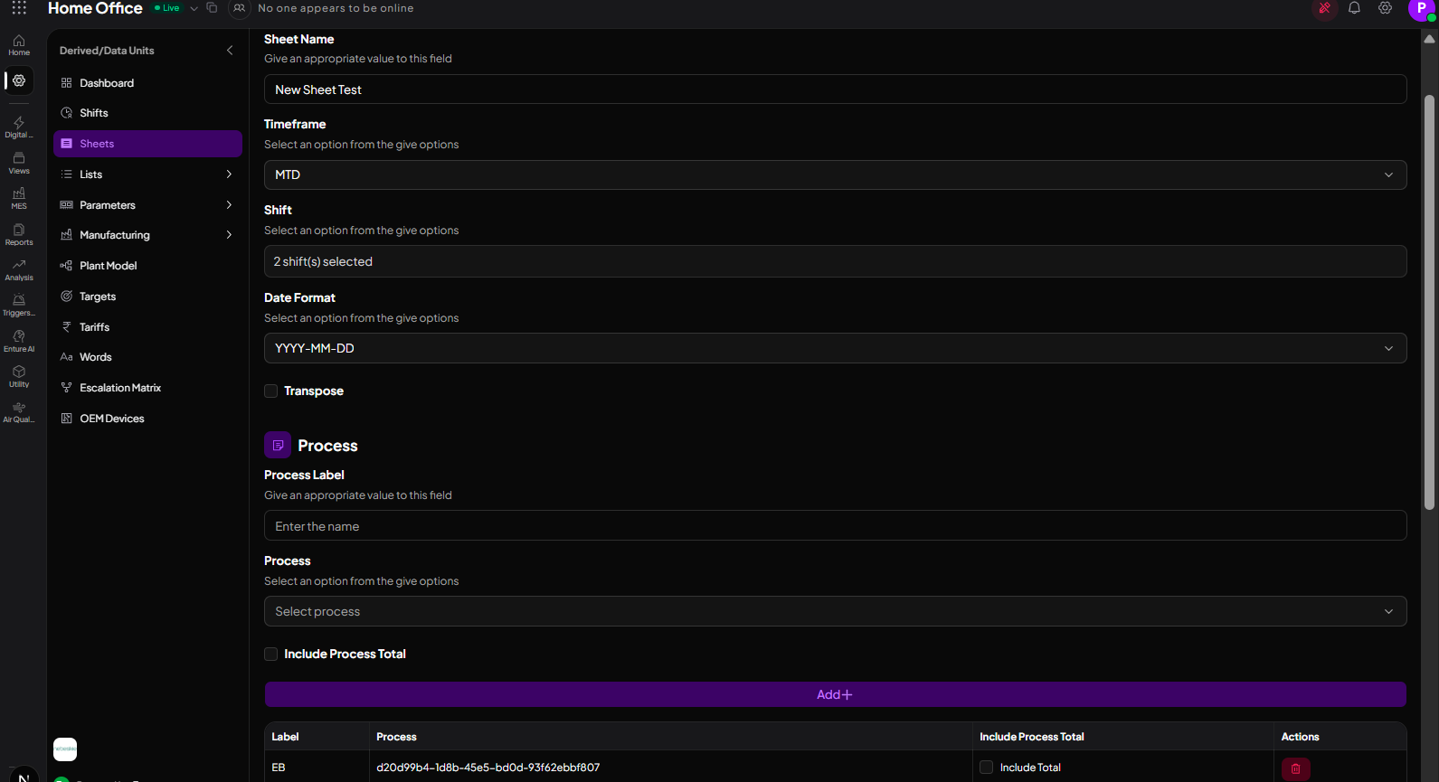 Consolidated Shift Usage Sheet List