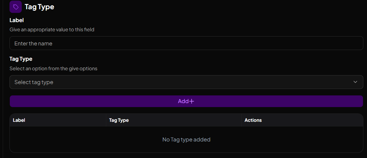 Added Tag Type Form