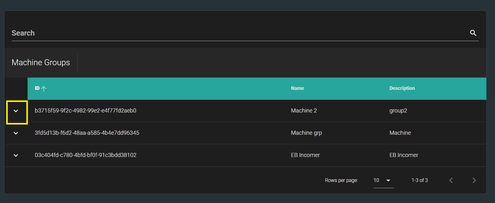 Machine Group List