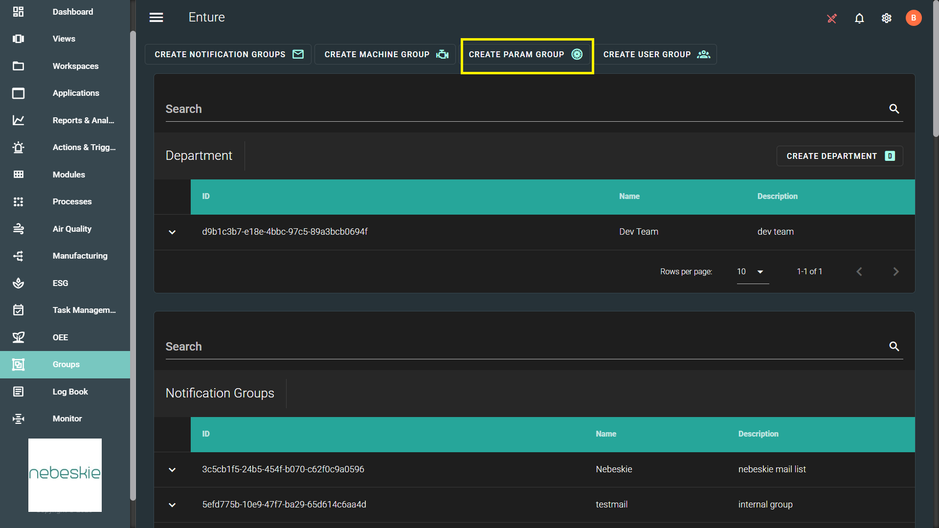Create Param Group