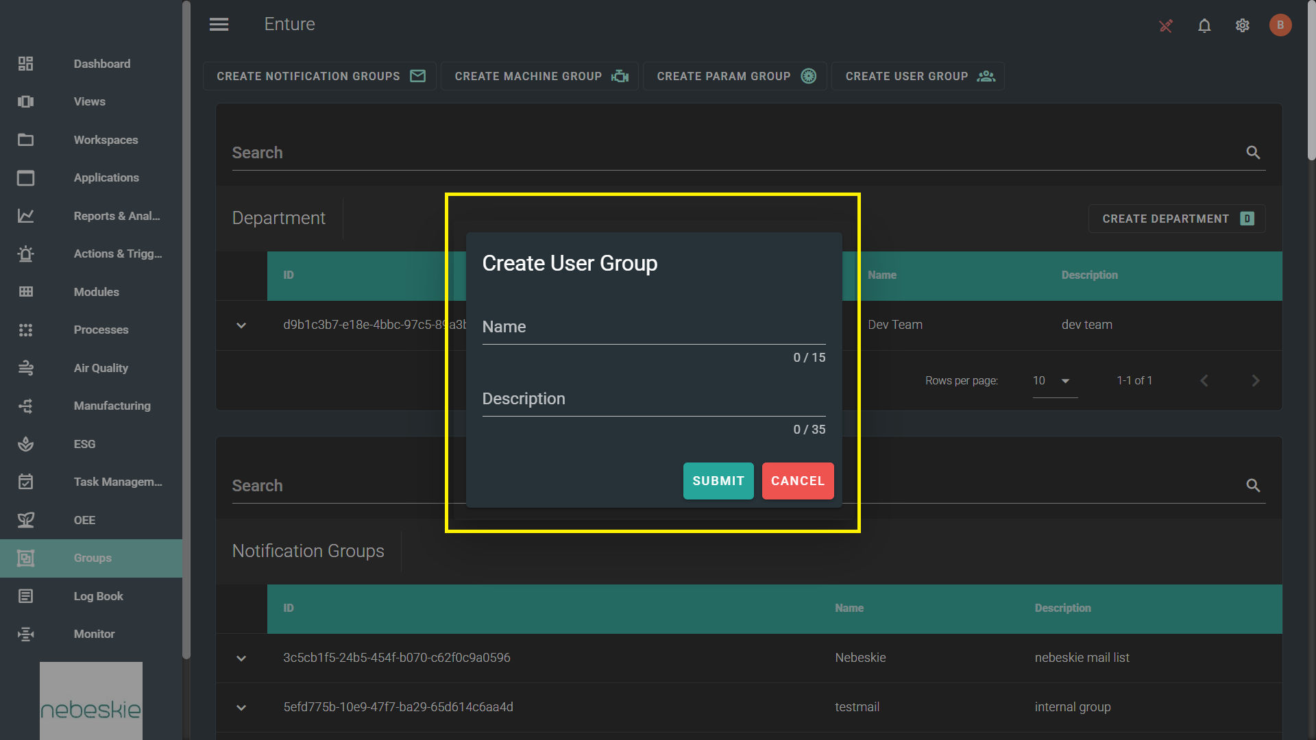 Enter User Group Details