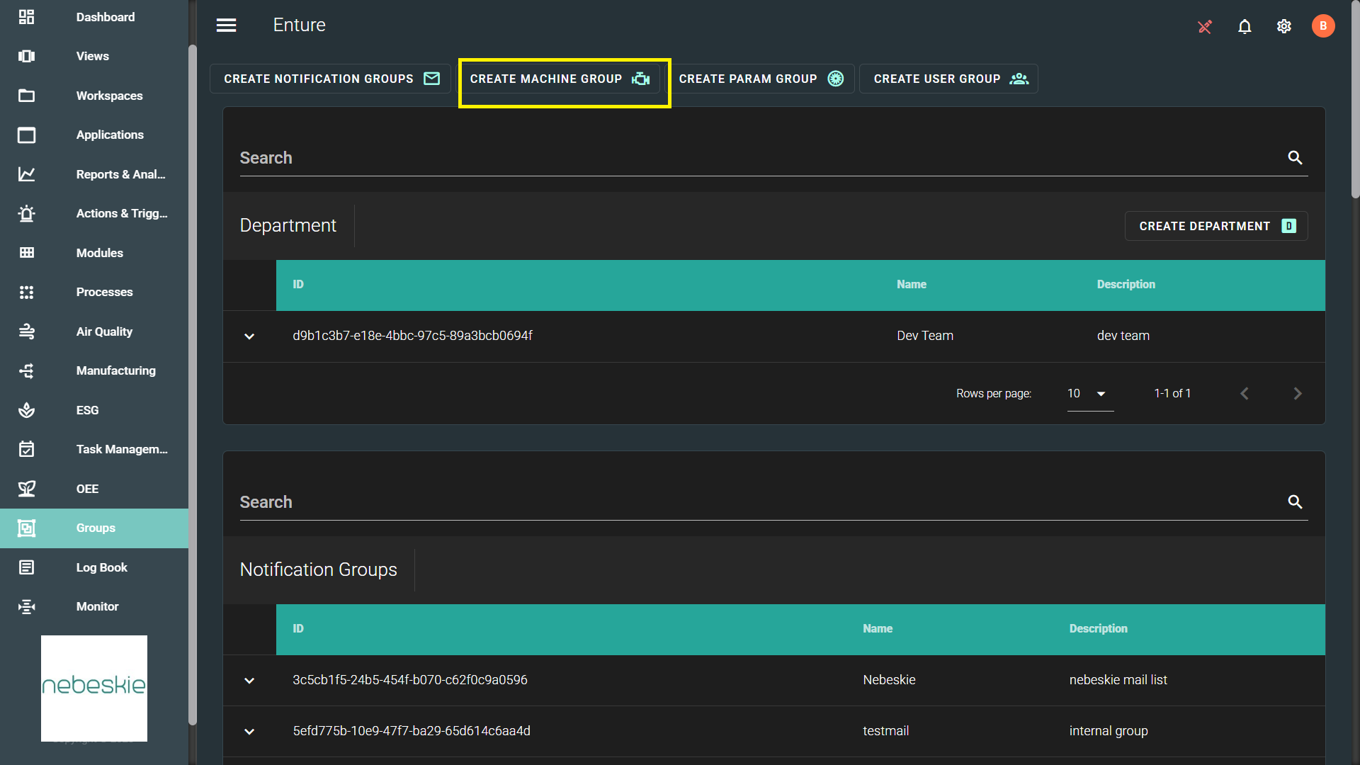 Create Machine Group